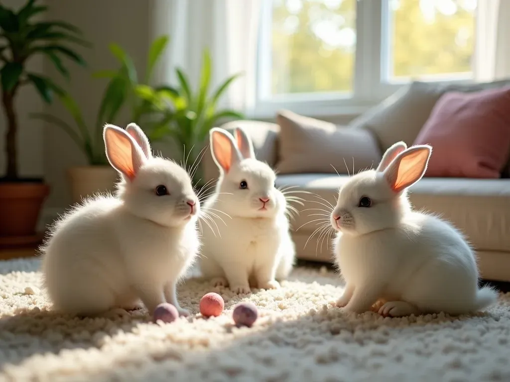 Conejos Angora en casa