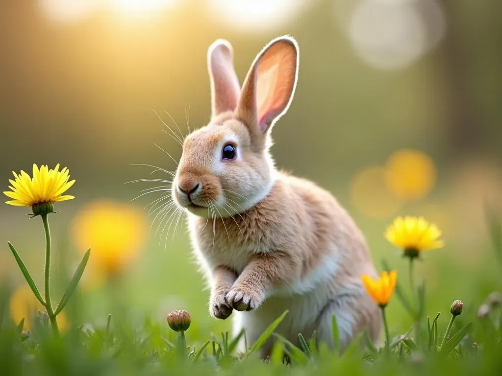 Hermoso conejo jugando en un campo