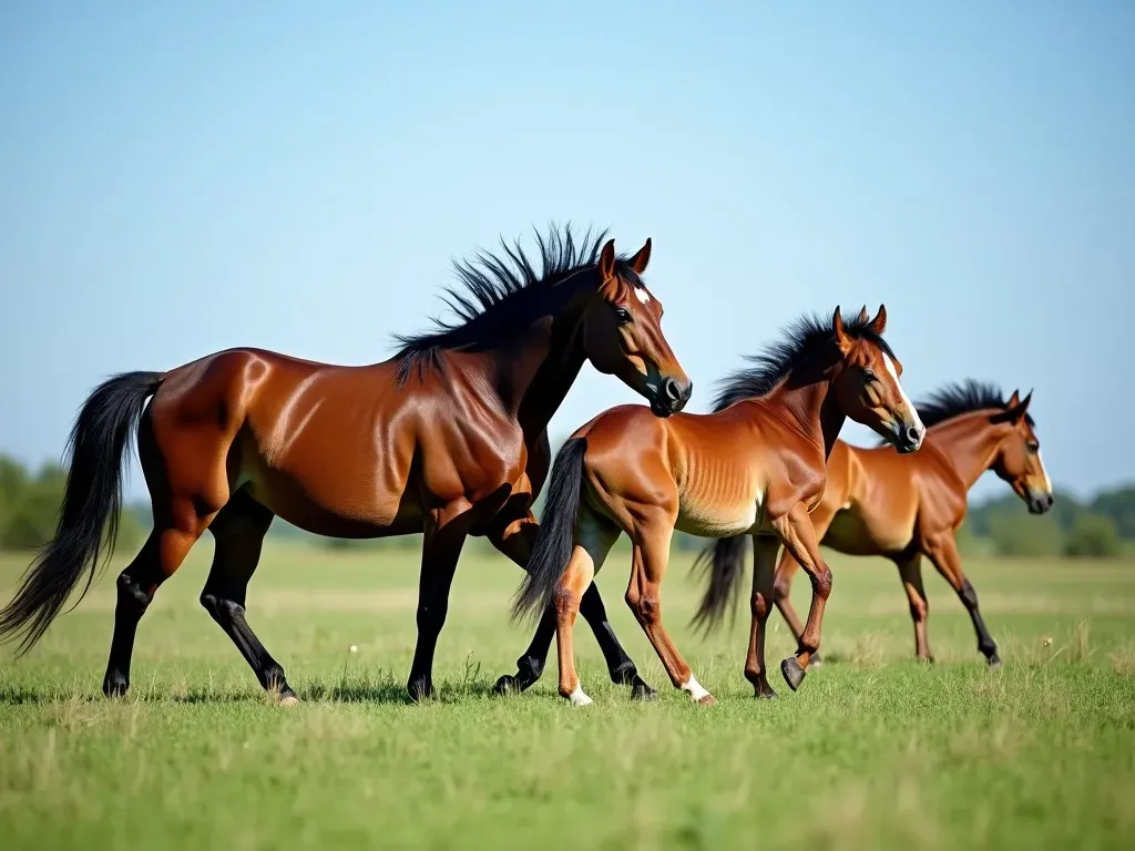 Potrillo jugando con otros caballos