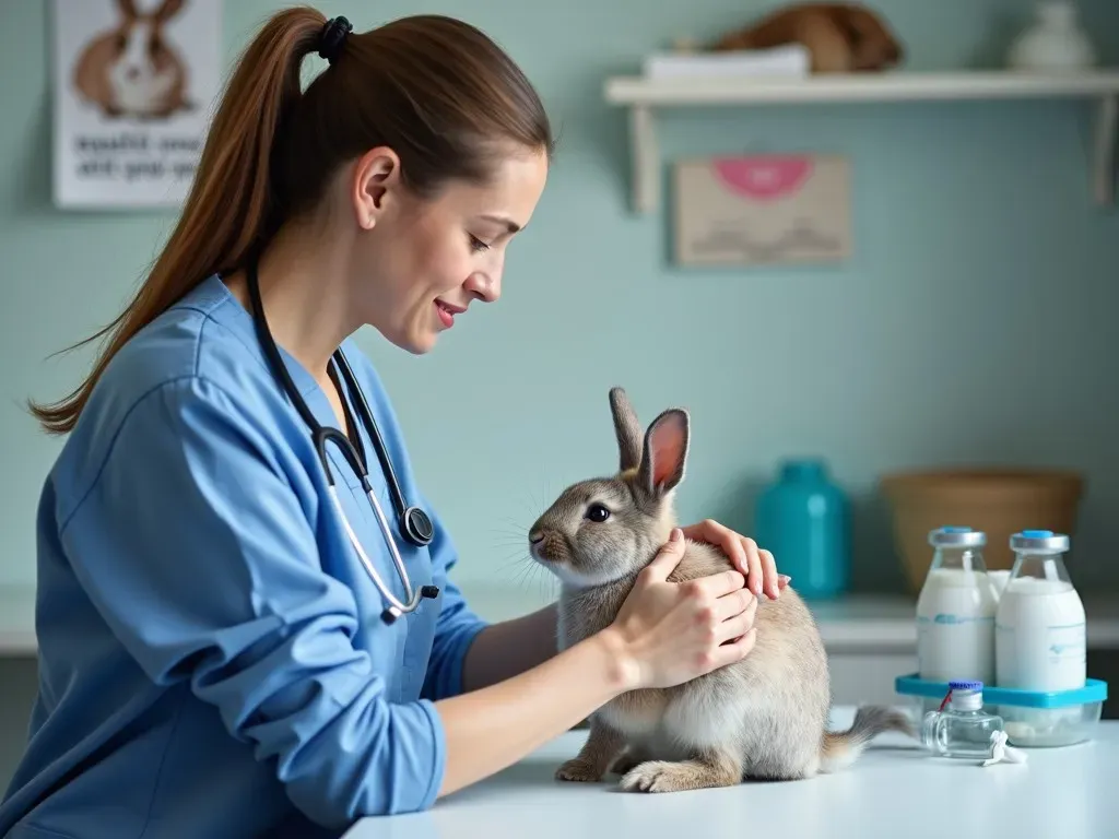 Veterinario Vacunando a Conejo